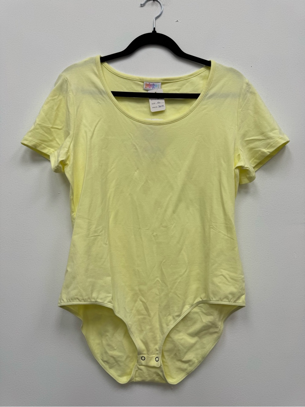 LuLaRoe Faith Yellow Scoop Neck Short Sleeve Bodysuit